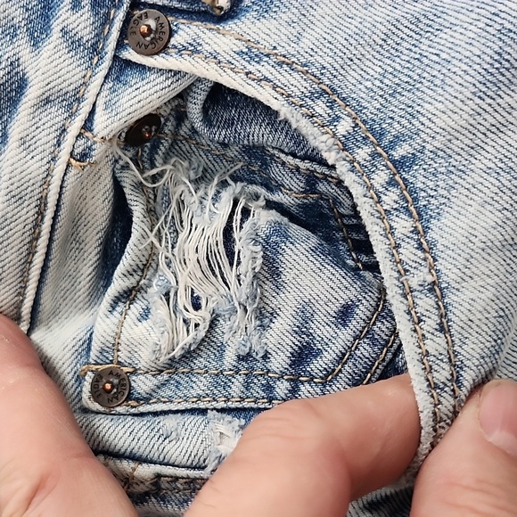 American Eagle Jeans Womens Size 0 Washed Blue Denim Distressed 5 Pocket - Picture 7 of 16
